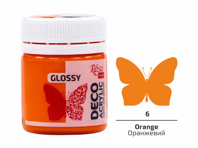 Оранжевий 06, глянцевий, 20 мл, фарба акрилова для декору ROSA Talent Оранжевий 06, глянцевий, 20 мл, фарба акрилова для декору ROSA Talent